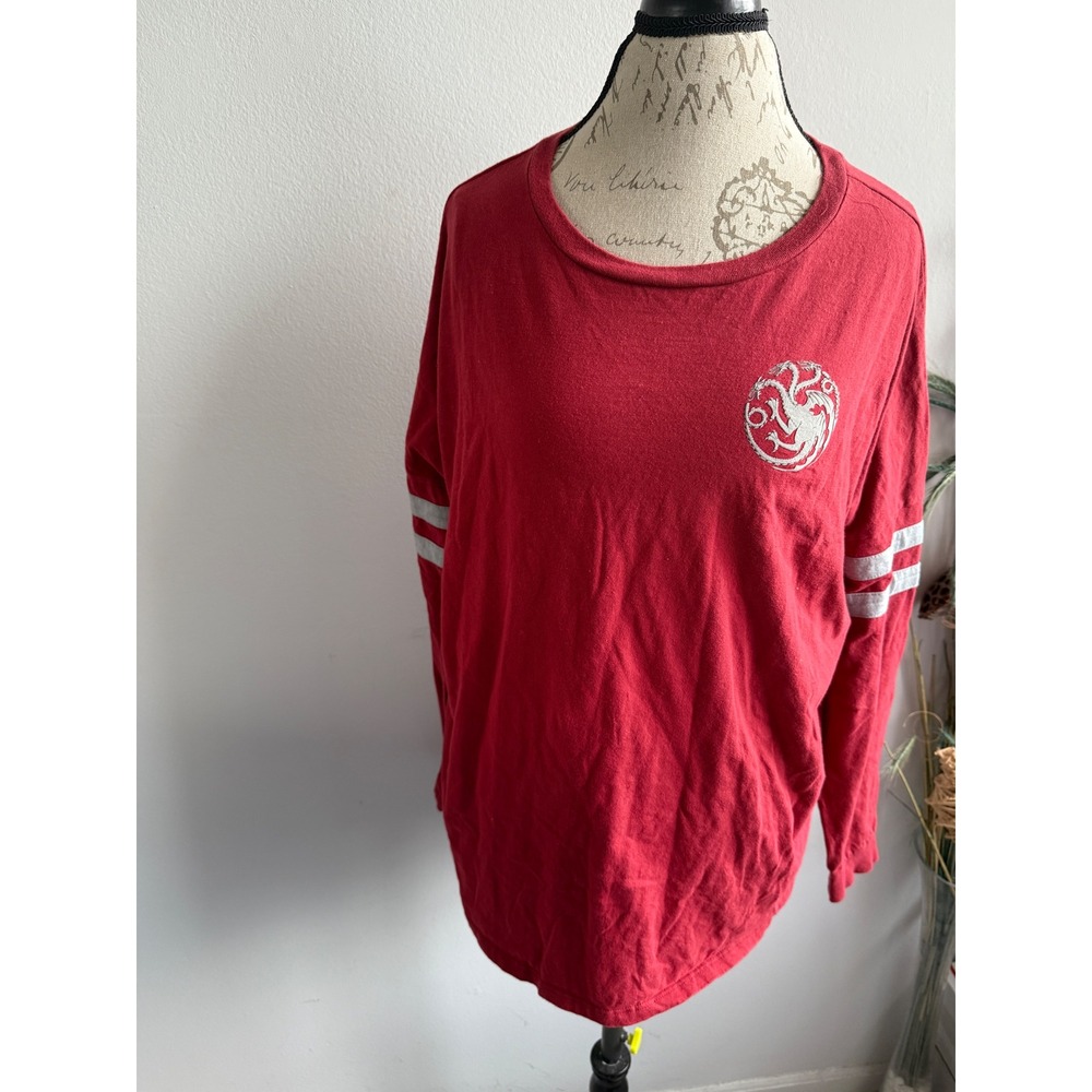 Game of Thrones Targaryen‎ HBO Long Sleeve Graphic Tee Red XL